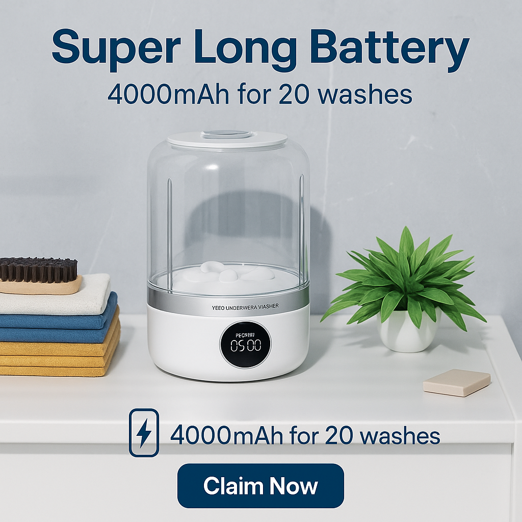 Portable Wireless Mini Washing Machine for Underwear and Socks - 1L Dehydrating Laundry Bucket