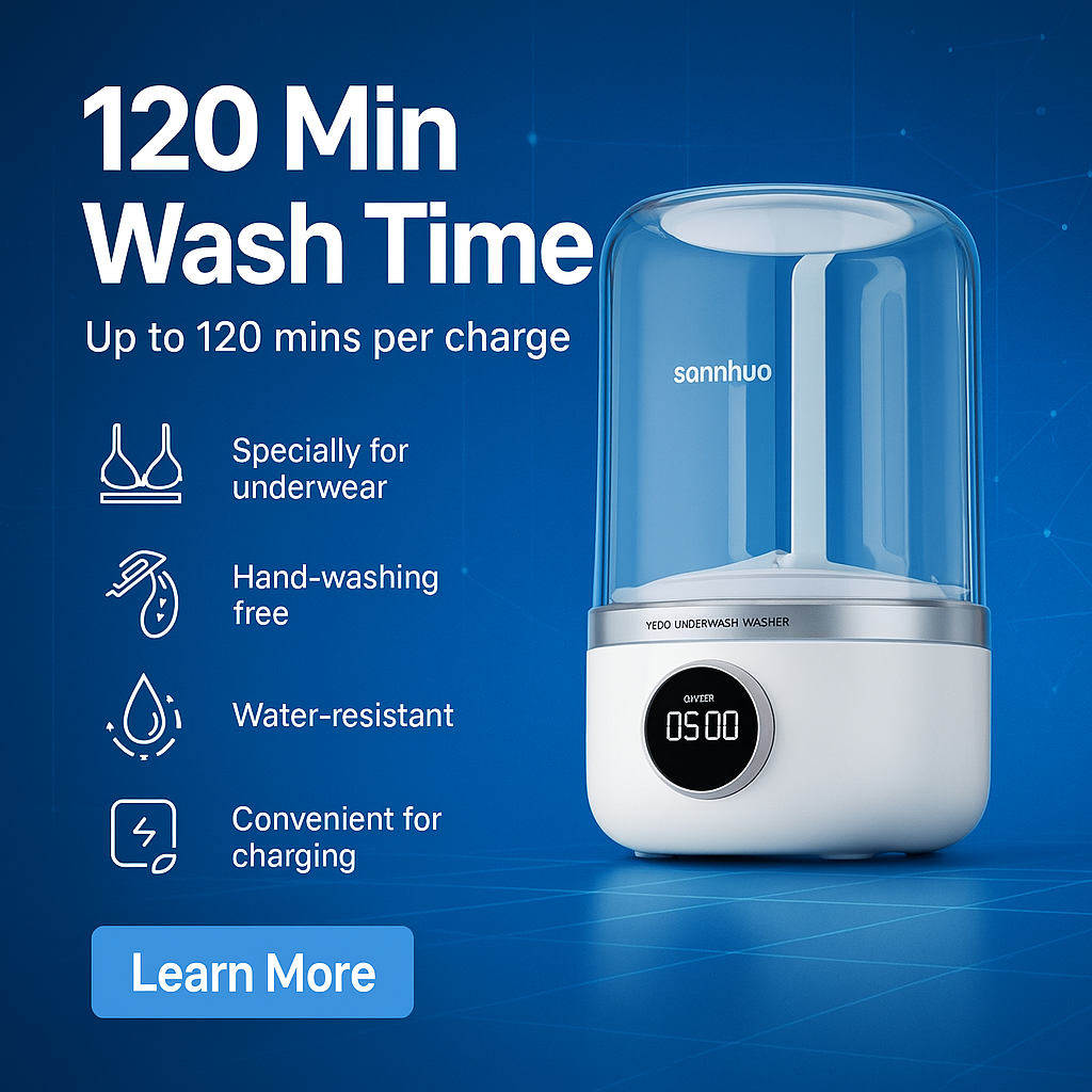 Portable Wireless Mini Washing Machine for Underwear and Socks - 1L Dehydrating Laundry Bucket