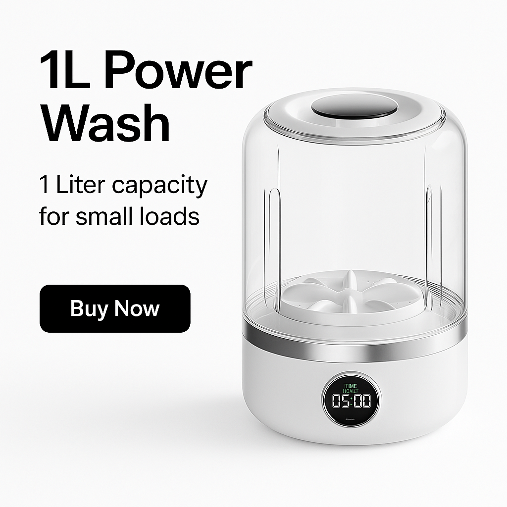 Portable Wireless Mini Washing Machine for Underwear and Socks - 1L Dehydrating Laundry Bucket