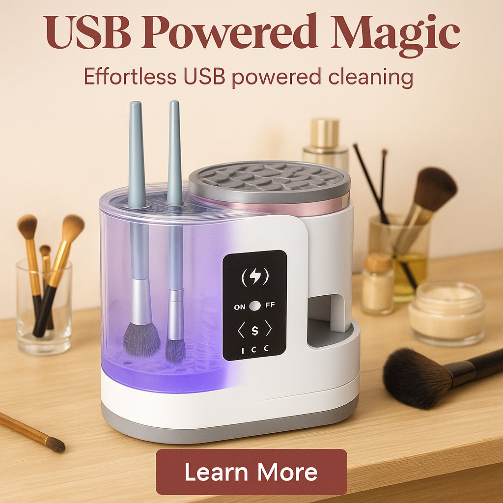 3-in-1 USB Electric Makeup Brush Cleaner & Quick-Dryer - Effortless Cleaning and Drying Tool