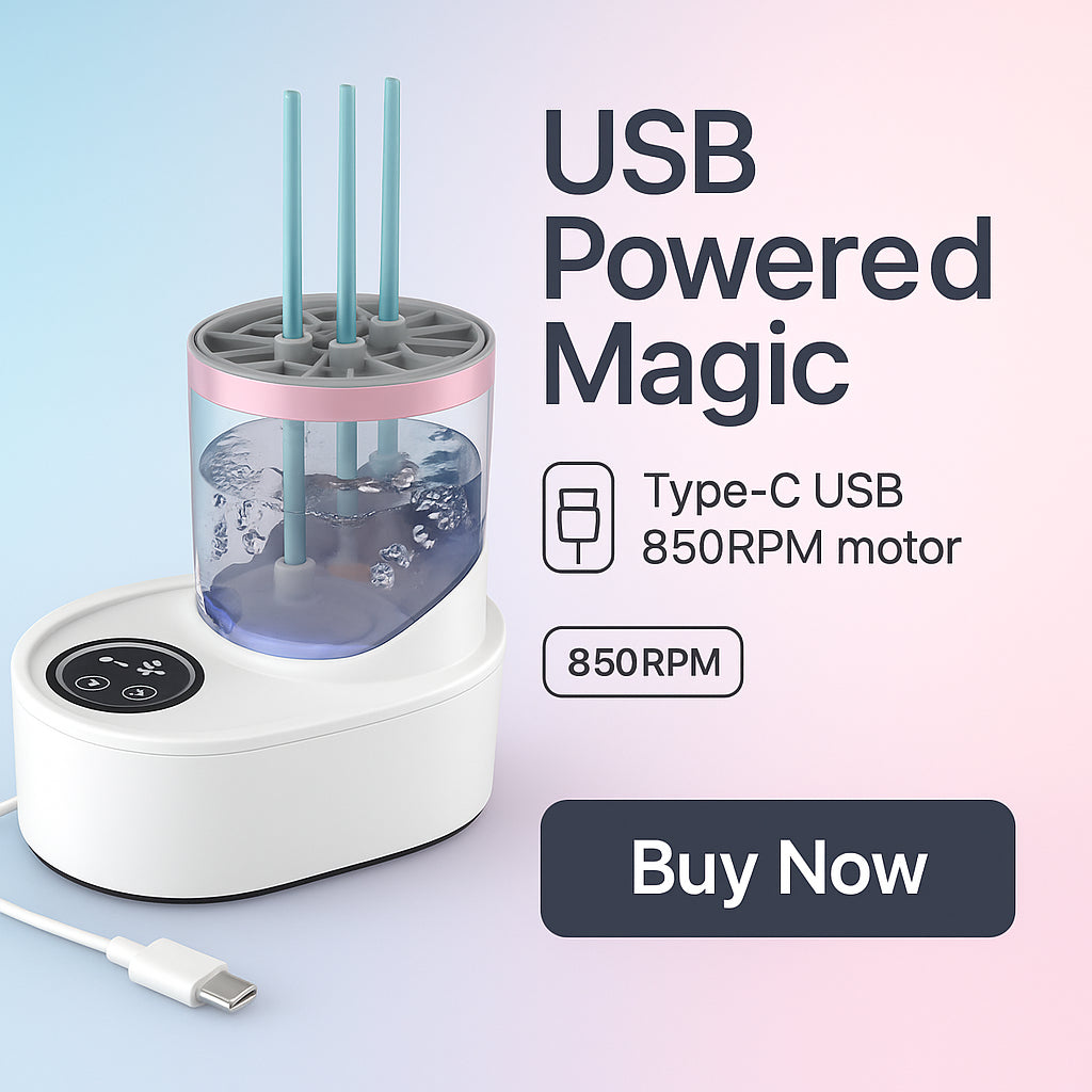 3-in-1 USB Electric Makeup Brush Cleaner & Quick-Dryer - Effortless Cleaning and Drying Tool