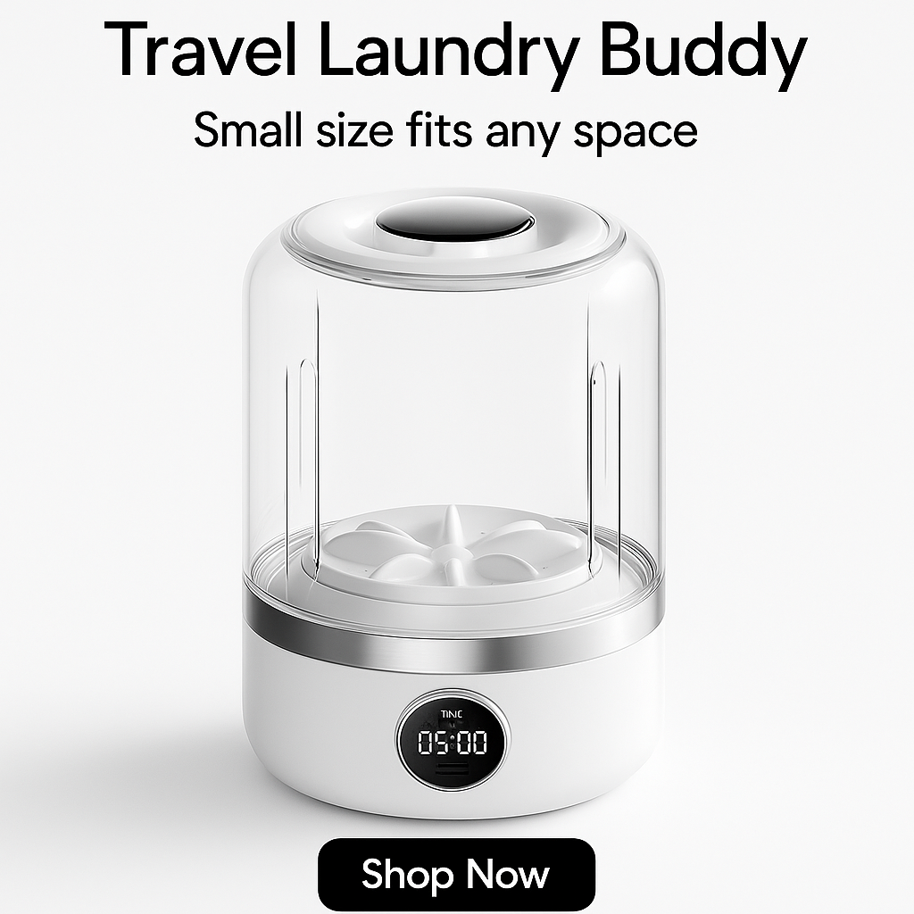 Portable Wireless Mini Washing Machine for Underwear and Socks - 1L Dehydrating Laundry Bucket