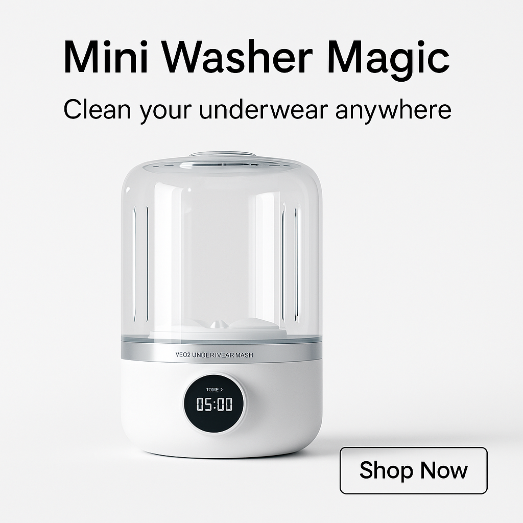 Portable Wireless Mini Washing Machine for Underwear and Socks - 1L Dehydrating Laundry Bucket