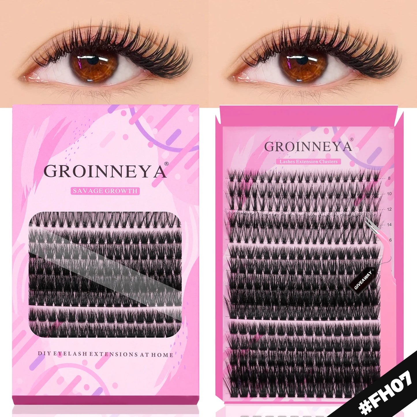 DIY Lashes Extension Kit Individual Lashes Clusters Faux Mink Eyelash Extension Mix Set with Lash Bond and Seal Makeup