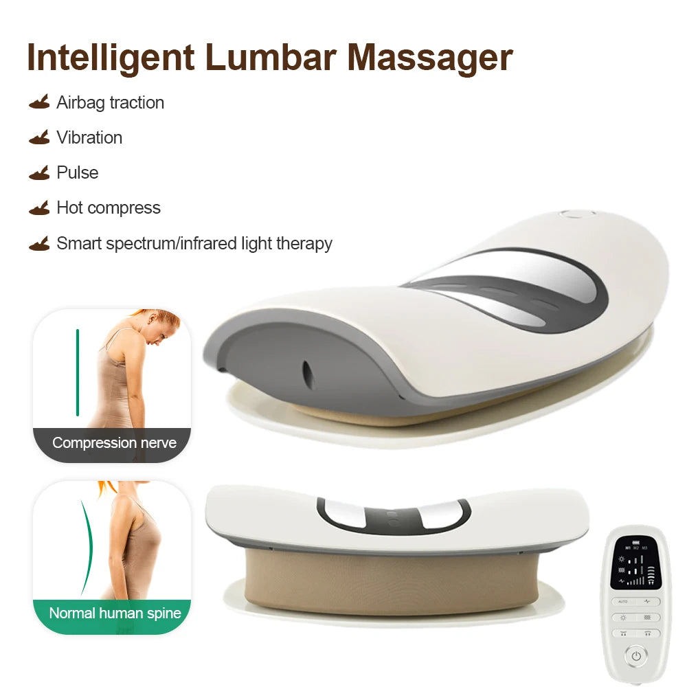 Ergonomic Electric Lumbar Traction Massager - Ultimate Waist Support and Relaxation Cushion